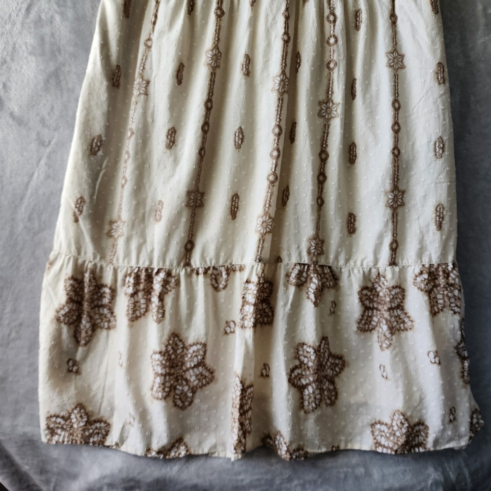 J. Jill Dress Womens Size 1X Tiered Boho Floral Lace Pockets Cream Cotton Midi - Picture 8 of 12